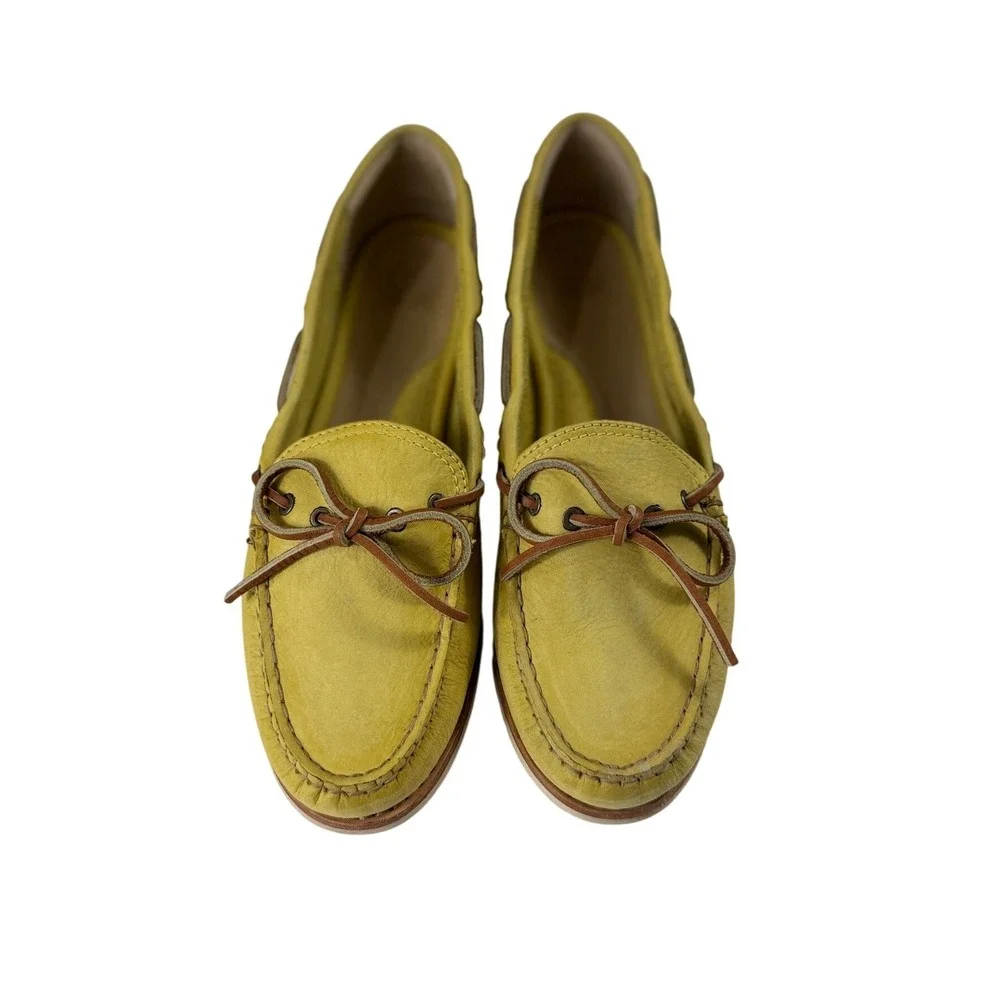 Frye Quincy Tie Yellow Leather Boat Shoes Loafers Mens‎ Size 10M 72548